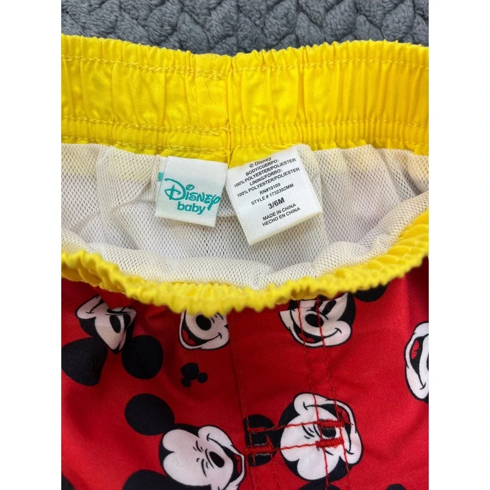 Mickey Mouse Baby Red Disney Baby Swim Trunks Mesh Lined 3/6M